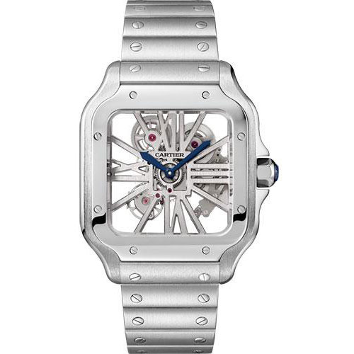 Cartier Santos de Cartier Watch - 39.8 mm Steel Case - Skeleton Dial - WHSA0015