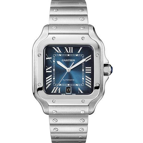 Cartier Santos de Cartier Watch - 39.8 mm Steel Case - Graduated Blue Dial - WSSA0030