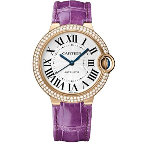 Cartier Ballon Bleu de Cartier Watch - Medium Rose Gold Case - Diamond Bezel - Alligator Strap - WE900551