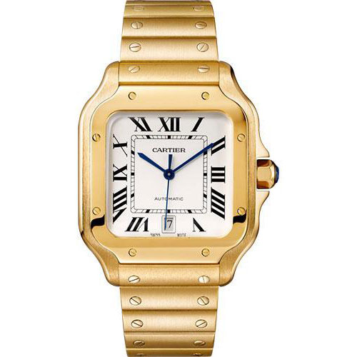 Cartier Santos de Cartier Watch - 39.8 mm Yellow Gold Case - Silvered Dial - Second Bracelet - WGSA0029