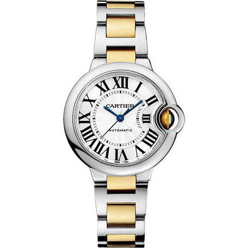Cartier Ballon Bleu de Cartier Watch - 33 mm Steel and Yellow Gold Case - Silvered Dial - Interchangeable Two-Tone Bracelet - W2BB0029