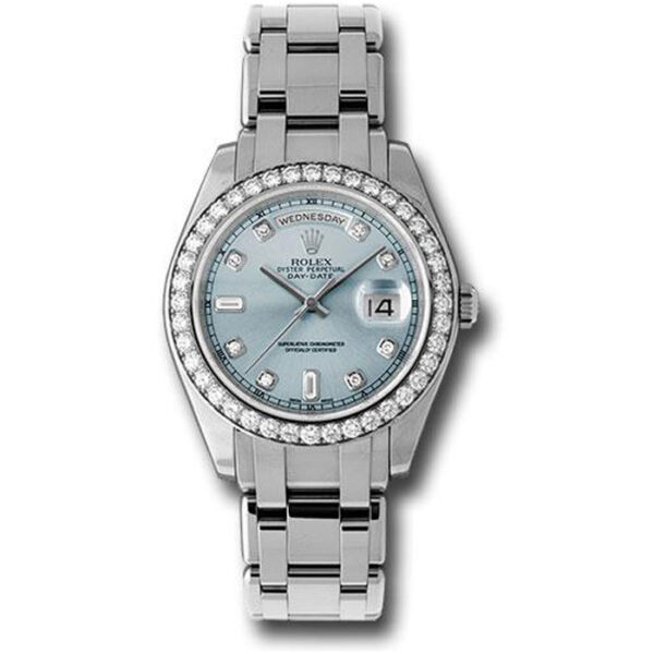Rolex Platinum Day-Date Special Edition 39 Watch - 40 Diamond Bezel - Glacier Blue Diamond Dial - 18946 glad