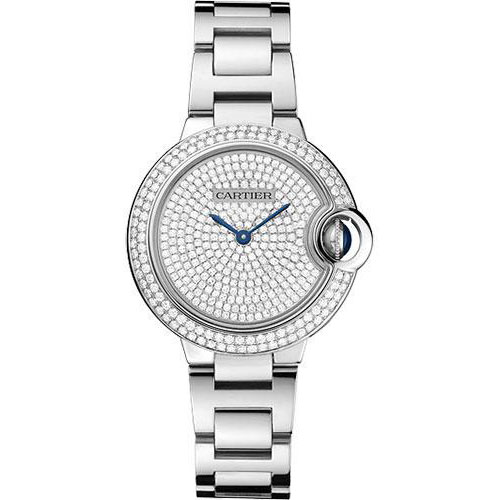 Cartier Ballon Bleu de Cartier Watch - 33 mm White Gold Diamond Case - Diamond Paved Dial - WE902048