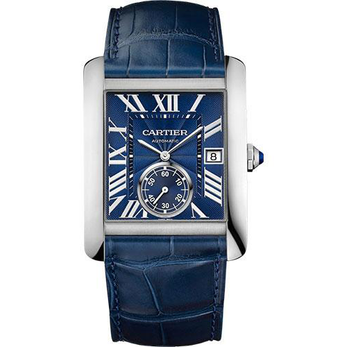 Cartier Tank MC Watch - 34.3 mm Steel Case - Blue Dial - Dark Blue Alligator Strap - WSTA0010