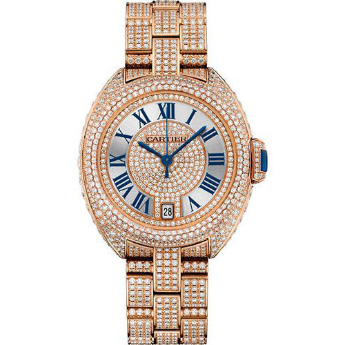 Cartier Cle de Cartier Watch - 35 mm Pink Gold Diamond Case - Pink Gold Diamond Dial - Diamond Bracelet - HPI01040