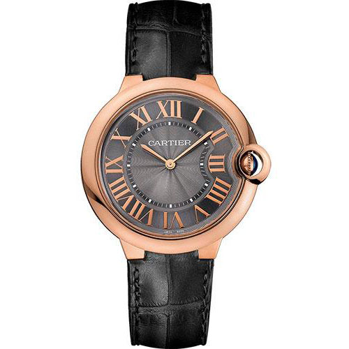 Cartier Ballon Bleu De Cartier Watch - 40 mm Pink Gold Case - Gray Dial - Gray Alligator Strap - W6920089