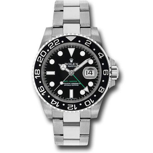 Rolex Steel GMT-Master II 40 Watch - Black Bezel - Black Dial - Oyster Bracelet - 116710LN
