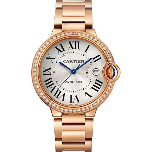 Cartier Ballon Bleu de Cartier Watch - 40 mm Rose Gold Diamond Case - Silvered Dial - Interchangeable Bracelet - WJBB0057