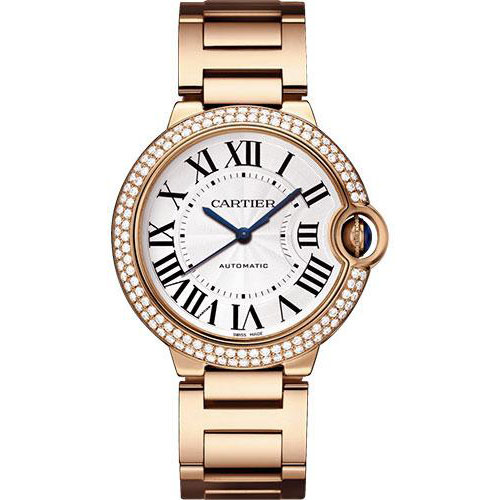 Cartier Ballon Bleu de Cartier Watch - 36 mm Pink Gold Diamond Case - Rose Gold Bracelet - WJBB0005