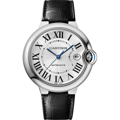 Cartier Ballon Bleu de Cartier Watch - 40 mm Steel Case - Silvered Dial - Interchangeable Black Leather Strap - WSBB0039