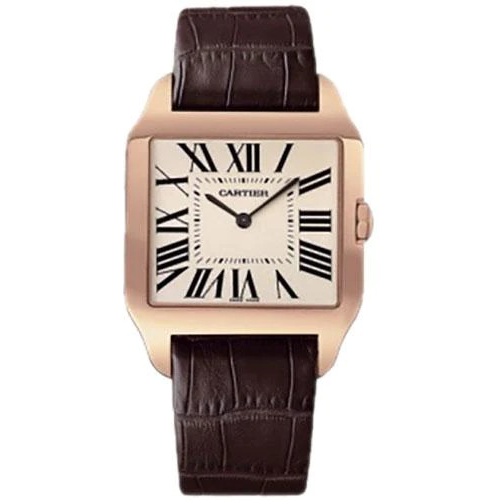 Cartier Santos-Dumont Watch - Large Pink Gold Case - Rhodium Plated Dial - Alligator Strap - W2006951