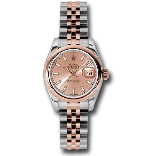 Rolex Steel and Everose Gold Rolesor Lady Datejust 26 Watch - Domed Bezel - Pink Index Dial - Jubilee Bracelet - 179161 psj