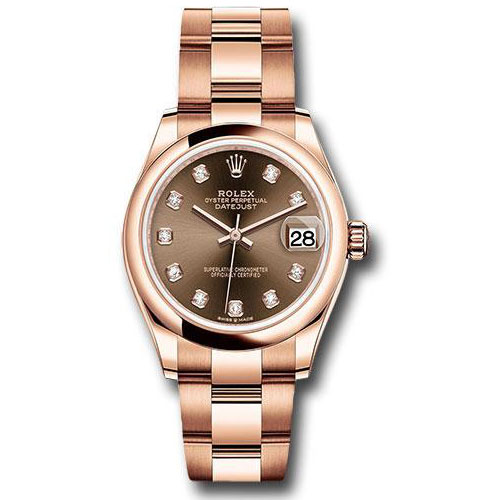 Rolex Everose Gold Datejust 31 Watch - Domed Bezel - Chocolate Diamond Dial - Oyster Bracelet - 278245 chodo