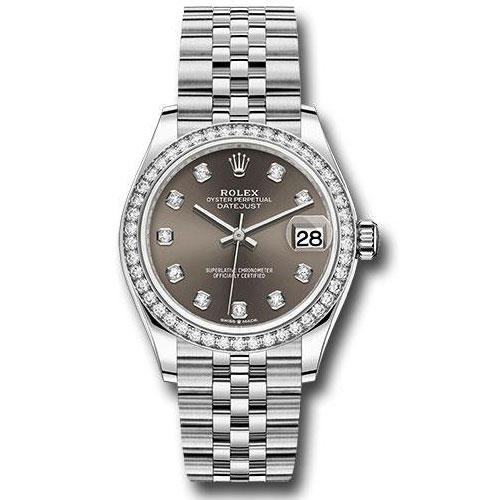 Rolex Steel and White Gold Datejust 31 Watch - Diamond Bezel - Dark Grey Diamond Dial - Jubilee Bracelet - 278384RBR dkgdj