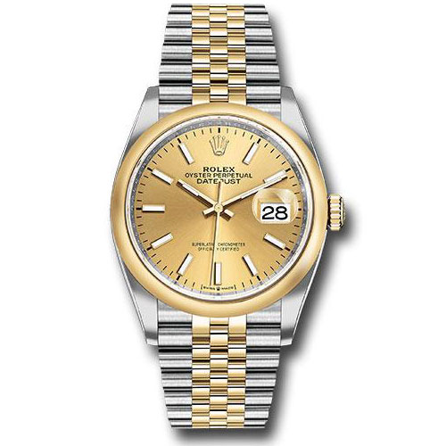 Rolex Steel and Yellow Gold Rolesor Datejust 36 Watch - Domed Bezel - Champagne Index Dial - Jubilee Bracelet - 126203 chij