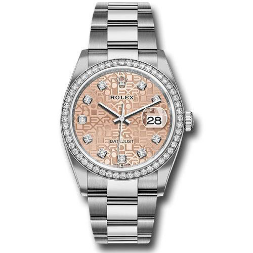 Rolex Steel Datejust 36 Watch - Diamond Bezel - Pink Jubilee Diamond Dial - Oyster Bracelet - 2019 Release - 126284RBR pjdo