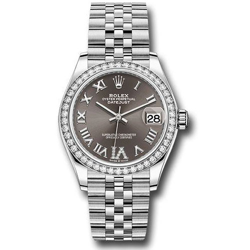 Rolex Steel and White Gold Datejust 31 Watch - Diamond Bezel - Dark Grey Roman Diamond 6 Dial - Jubilee Bracelet - 278384RBR dkgdr6j