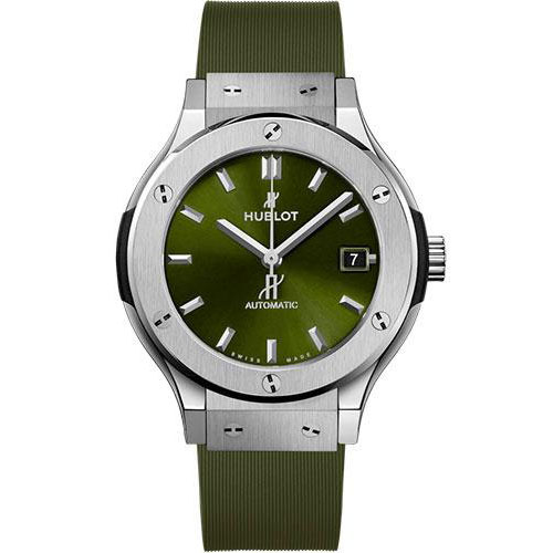 Hublot Classic Fusion Titanium Green Watch - 38 mm - Green Dial - Green Lined Rubber Strap-565.NX.8970.RX