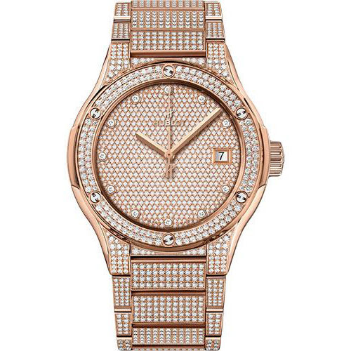 Hublot Classic Fusion King Gold Full Pave Bracelet Watch - 45 mm - Gem Set Dial-510.OX.9000.OX.3704