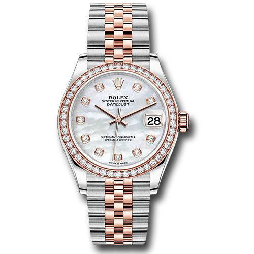 Rolex Steel and Everose Gold Datejust 31 Watch - 46 Diamond Bezel - Mother-of-Pearl Diamond Dial - Jubilee Bracelet - 278381RBR mdj