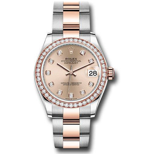 Rolex Steel and Everose Gold Datejust 31 Watch - 46 Diamond Bezel - Rose Diamond Dial - Oyster Bracelet - 278381RBR rodo