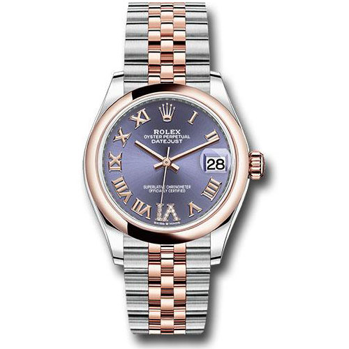 Rolex Steel and Everose Gold Datejust 31 Watch - Domed Bezel - Chocolate Diamond Roman VI Dial - Jubilee Bracelet - 278241 aubdr6j