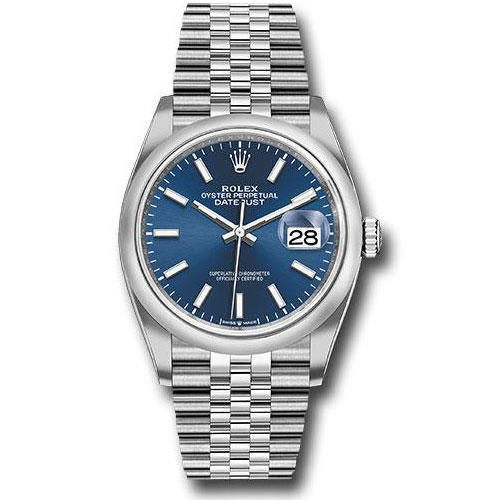 Rolex Steel Datejust 36 Watch - Domed Bezel - Blue Index Dial - Jubilee Bracelet - 2019 Release - 126200 blij