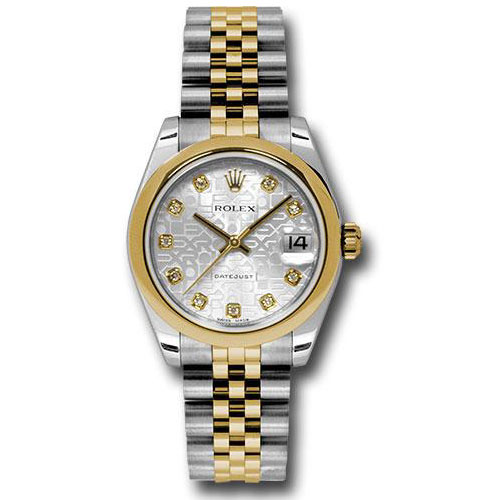 Rolex Steel and Yellow Gold Datejust 31 Watch - Domed Bezel - Silver Jubilee Diamond Dial - Jubilee Bracelet - 178243 sjdj