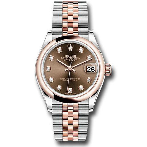 Rolex Steel and Everose Gold Datejust 31 Watch - Domed Bezel - White Roman Dial - Jubilee Bracelet - 278241 chodj