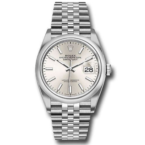 Rolex Steel Datejust 36 Watch - Domed Bezel - Silver Index Dial - Jubilee Bracelet - 2019 Release - 126200 sij