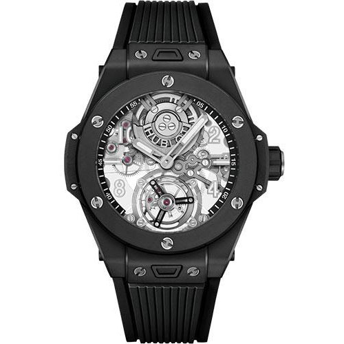 Hublot Big Bang Tourbillon Automatic Black Magic Watch - 45 mm - Sapphire Dial - Black Rubber Strap-419.CI.0170.RX