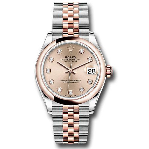Rolex Steel and Everose Gold Datejust 31 Watch - Domed Bezel - Chocolate Diamond Dial - Jubilee Bracelet - 278241 rodj
