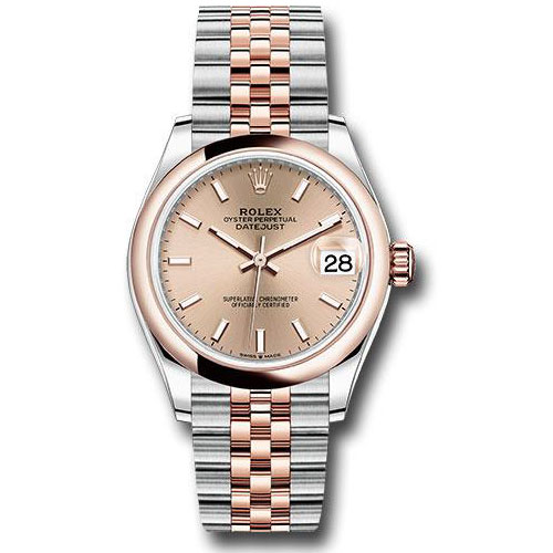 Rolex Steel and Everose Gold Datejust 31 Watch - Domed Bezel - Rose Roman Dial - Jubilee Bracelet - 278241 roij