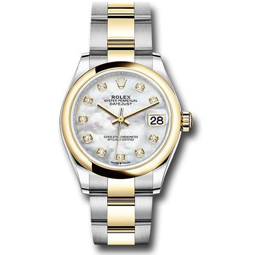 Rolex Steel and Yellow Gold Datejust 31 Watch - Domed Bezel - Mother-of-Pearl Diamond Dial - Oyster Bracelet - 278243 mdo