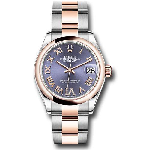 Rolex Steel and Everose Gold Datejust 31 Watch - Domed Bezel - Chocolate Diamond Roman VI Dial - Oyster Bracelet - 278241 aubdr6o