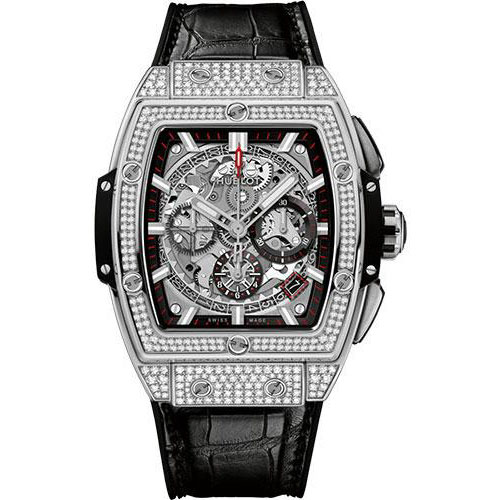 Hublot Spirit of Big Bang Titanium Pave Watch - 42 mm - Sapphire Dial - Black Rubber and Leather Strap-641.NX.0173.LR.1704