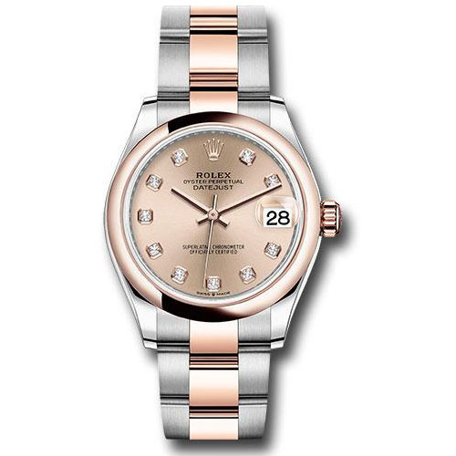 Rolex Steel and Everose Gold Datejust 31 Watch - Domed Bezel - Chocolate Diamond Dial - Oyster Bracelet - 278241 rodo