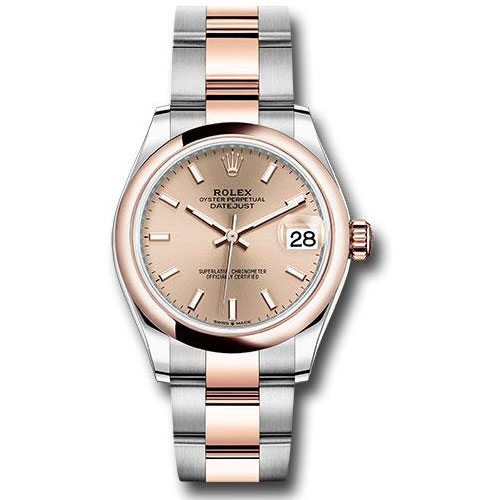 Rolex Steel and Everose Gold Datejust 31 Watch - Domed Bezel - Rose Roman Dial - Oyster Bracelet - 278241 roio