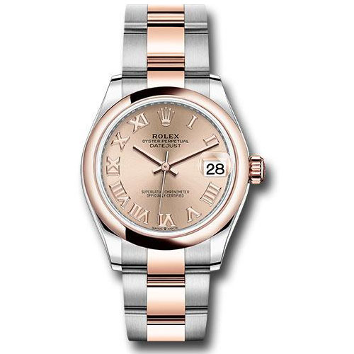 Rolex Steel and Everose Gold Datejust 31 Watch - Domed Bezel - Dark Rhodium Index Dial - Oyster Bracelet - 278241 roro