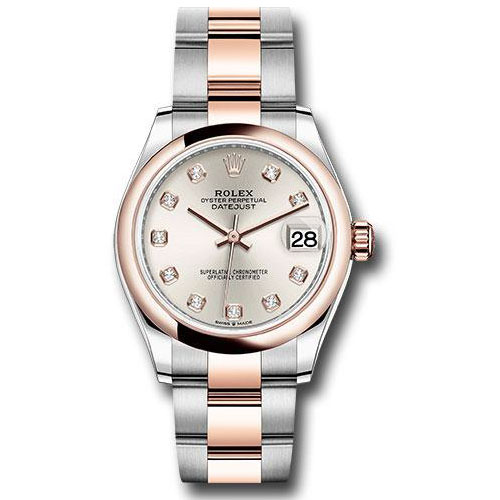 Rolex Steel and Everose Gold Datejust 31 Watch - Domed Bezel - Rose Diamond Dial - Oyster Bracelet - 278241 sdo