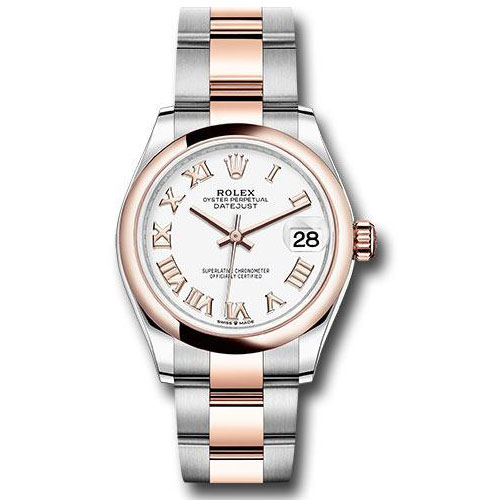 Rolex Steel and Everose Gold Datejust 31 Watch - Domed Bezel - Rose Index Dial - Oyster Bracelet - 278241 wro
