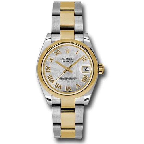 Rolex Steel and Yellow Gold Datejust 31 Watch - Domed Bezel - Mother-Of-Pearl Roman Dial - Oyster Bracelet - 178243 mro