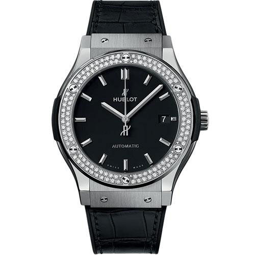 Hublot Classic Fusion Titanium Diamonds Watch - 45 mm - Black Dial-511.NX.1171.LR.1104