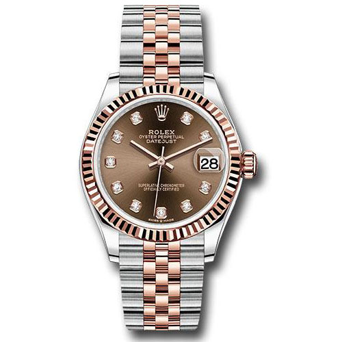 Rolex Steel and Everose Gold Datejust 31 Watch - Fluted Bezel - White Roman Dial - Jubilee Bracelet - 278271 chodj