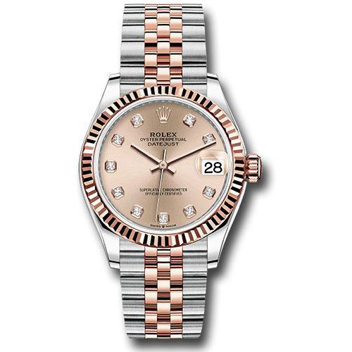 Rolex Steel and Everose Gold Datejust 31 Watch - Fluted Bezel - Chocolate Diamond Dial - Jubilee Bracelet - 278271 rodj