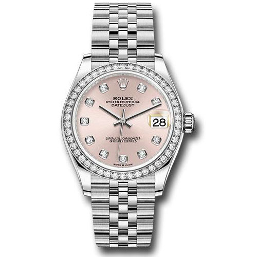 Rolex Steel and White Gold Datejust 31 Watch - Diamond Bezel - Pink Diamond Dial - Jubilee Bracelet - 278384RBR pdj