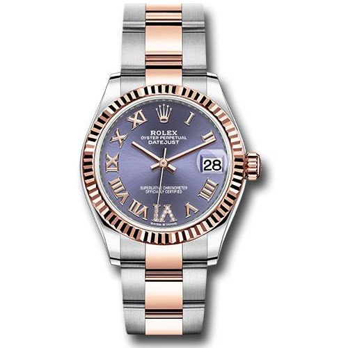 Rolex Steel and Everose Gold Datejust 31 Watch - Fluted Bezel - Chocolate Diamond Roman VI Dial - Oyster Bracelet - 278271 aubdr6o