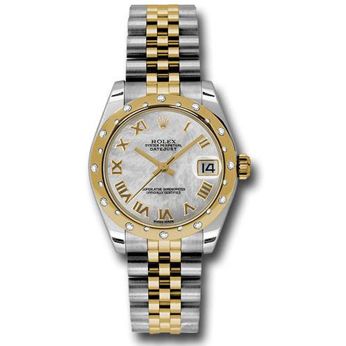 Rolex Steel and Yellow Gold Datejust 31 Watch - 24 Diamond Bezel - Mother-Of-Pearl Roman Dial - Jubilee Bracelet - 178343 mrj