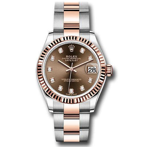 Rolex Steel and Everose Gold Datejust 31 Watch - Fluted Bezel - White Roman Dial - Oyster Bracelet - 278271 chodo