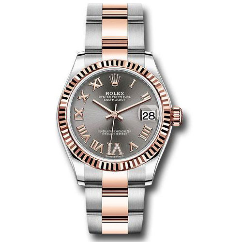 Rolex Steel and Everose Gold Datejust 31 Watch - Fluted Bezel - Mother-Of-Pearl Diamond Dial - Oyster Bracelet - 278271 dkrhdr6o